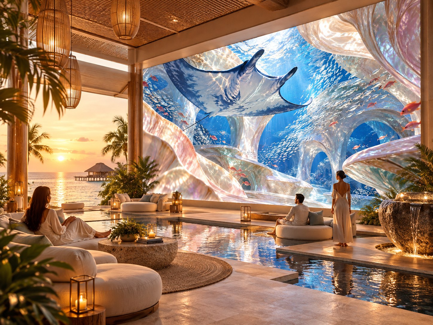 Nacre Sanctuary — hospitality concept visualisation.